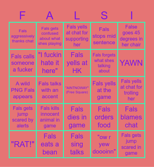 Falsingo Bingo Card