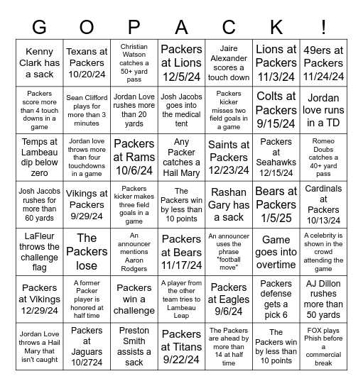 MobCraft Football Frenzy! Bingo Card