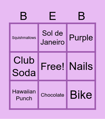 Brea's Birthday Bingo Card