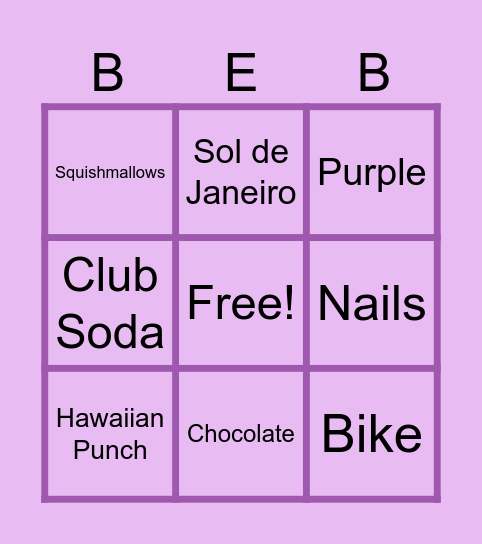 Brea's Birthday Bingo Card