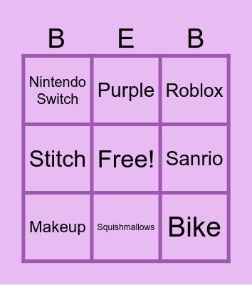 Brea's Birthday Bingo Card