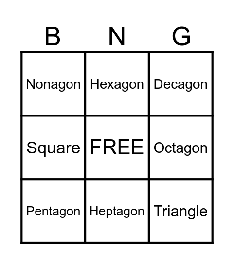 POLYGONS Bingo Card