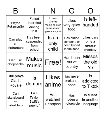 Skibididi Bingo Card