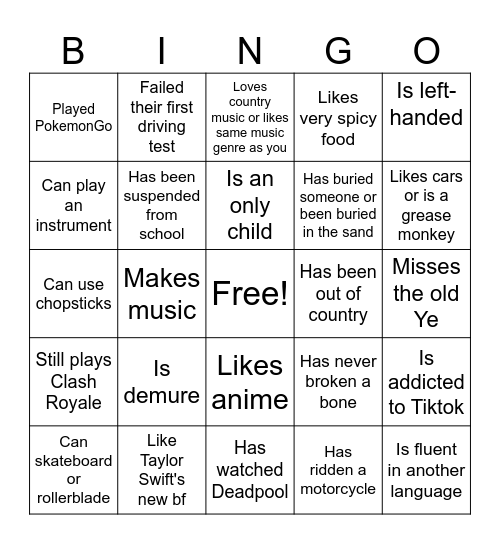 Skibididi Bingo Card