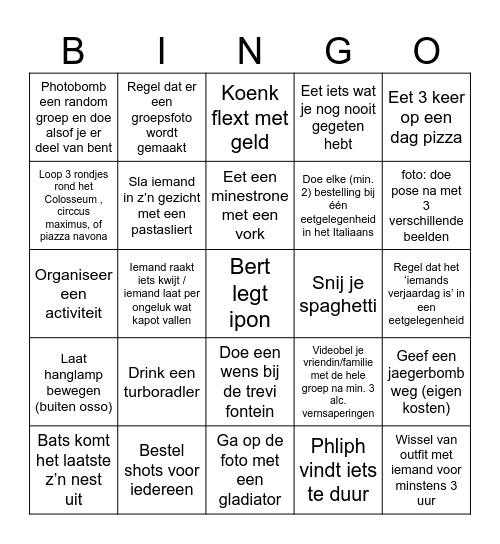 BBBinQo Rome 2024 laat je likkuuuuh Bingo Card