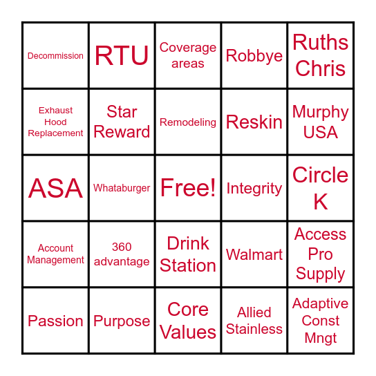 Ameritech - Restaurant Point East 2024 Bingo Card