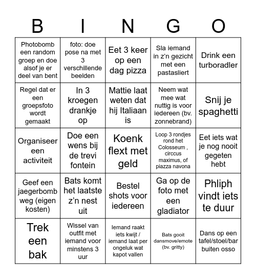 BBBinQo Rome 2024 laat je likkuuuuh Bingo Card