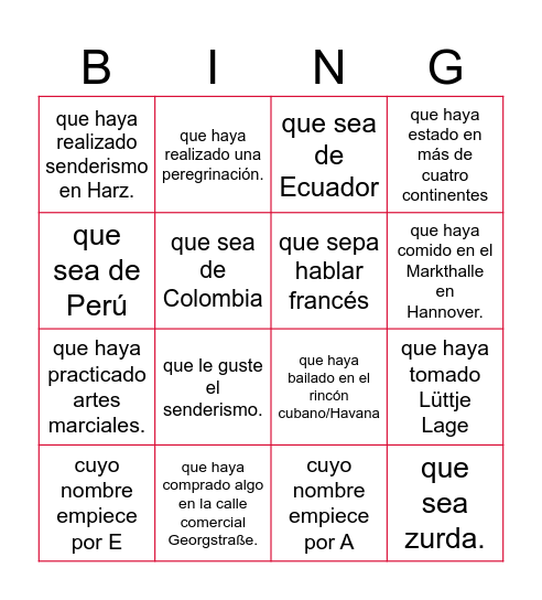 CISNE Hannover e.V. Bingo Card