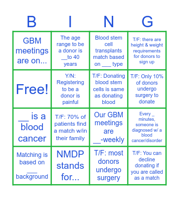 BTM/NMDP BINGO! Bingo Card