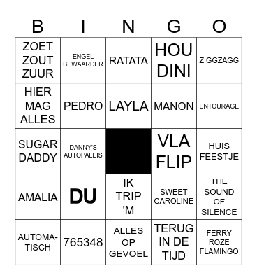 Muziekbingo BuurtBBQ 2024 Bingo Card
