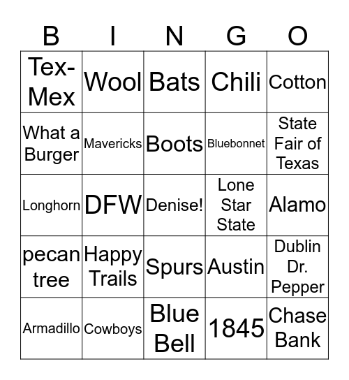 Happy Trails Bingo  Bingo Card