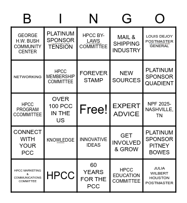 "CONNECTING @ THE CROSSROADS"    PCC DAY Bingo Card