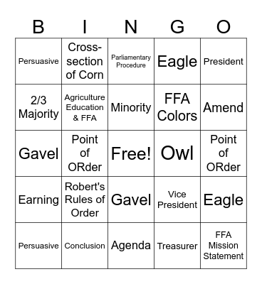 PARLI PRO BINGO Card