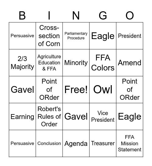 PARLI PRO BINGO Card