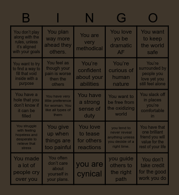 DAZAI OSAMU BSD Bingo Card