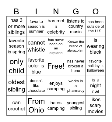 Find someone who.... Bingo Card