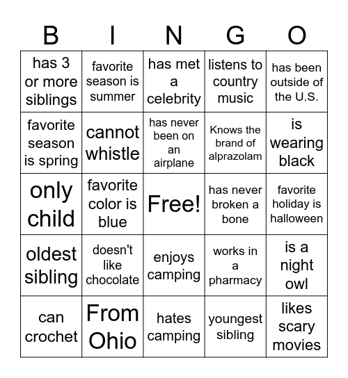 Find someone who.... Bingo Card