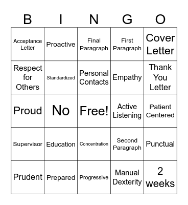 Career Development Bingo Card