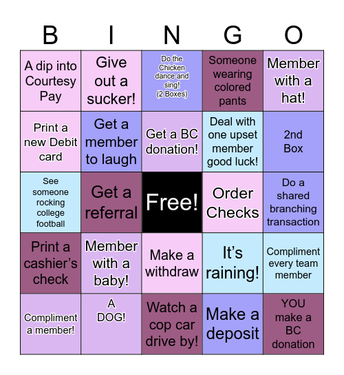 Southwood Branch Bingo Card