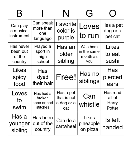 Find Someone Who... Bingo Card