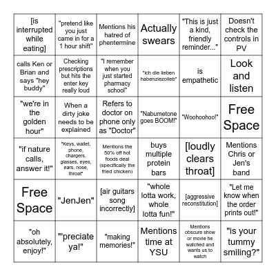 Robertisms Bingo Card