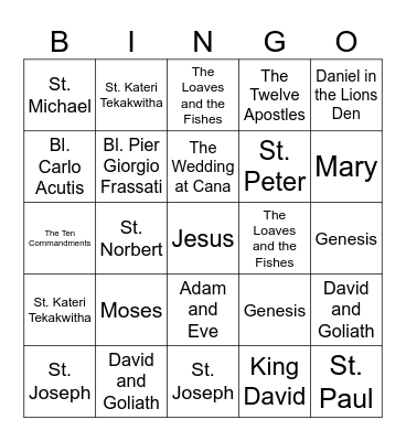 Christian Bingo Card