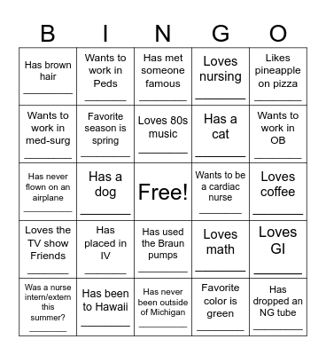 Get To Know You Bingo Card