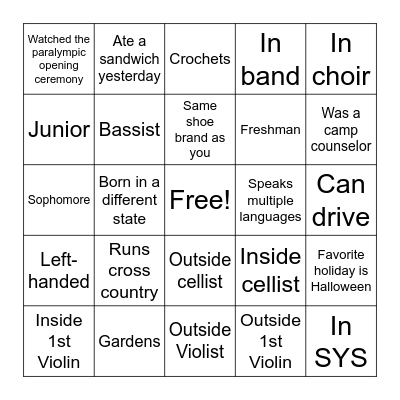 Chamber Bingo! Bingo Card