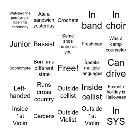 Chamber Bingo! Bingo Card
