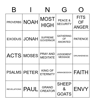 Bible Bingo Card