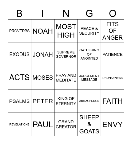 Bible Bingo Card