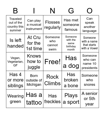BINGO Card