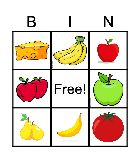 FOOD Bingo Card