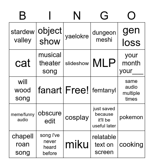 what is luna's tiktok up to Bingo Card