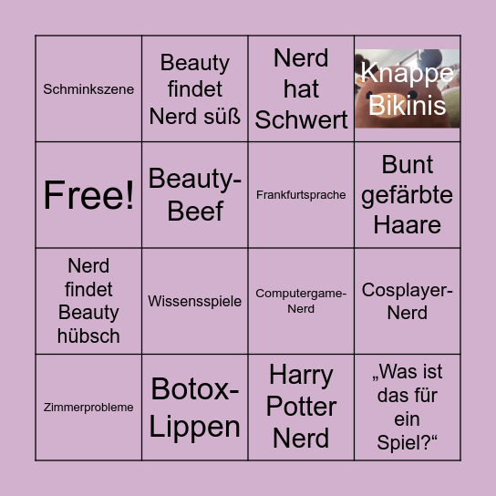 Beauty and the Nerd Bingo Card