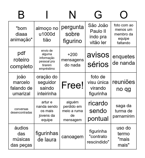 bingo da animação Bingo Card