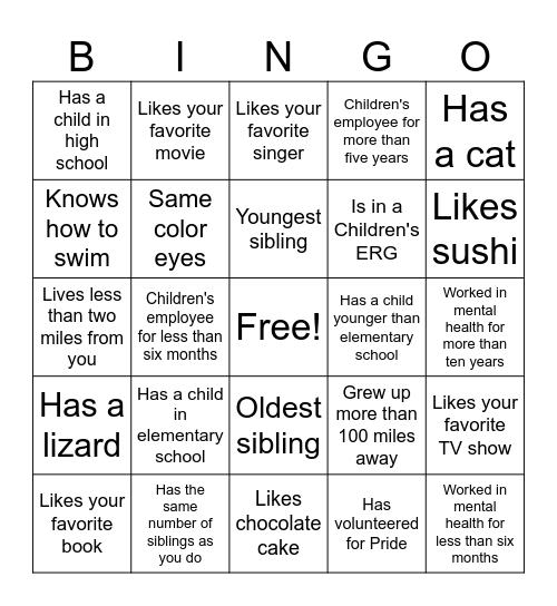 All Staff Bingo! Bingo Card