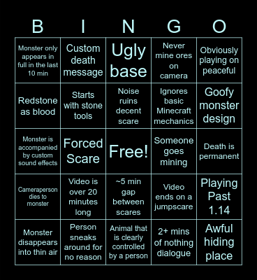 Solo RayGloom Creepypasta Bingo 3.0 Bingo Card