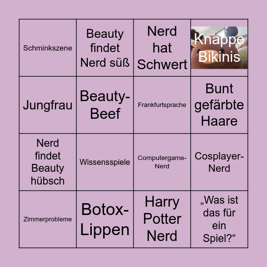 Beauty and the Nerd Bingo Card