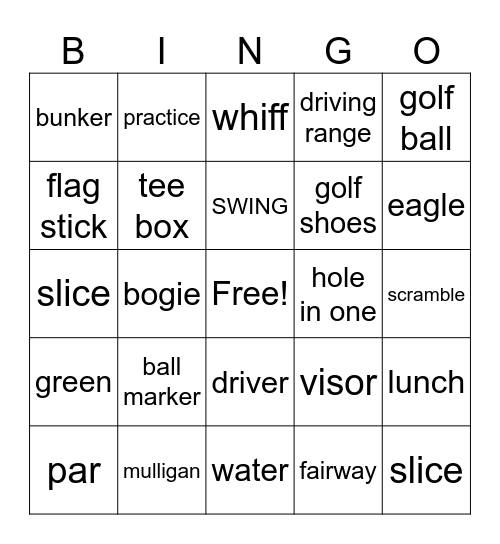 GOLF BINO Bingo Card