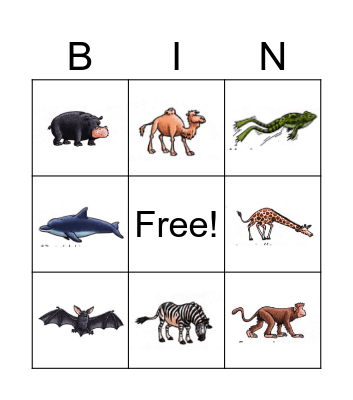 Wild animals bingo! Bingo Card