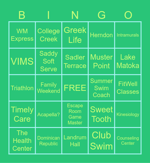 BARRETT FIRST Bingo Card