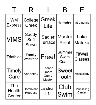 BARRETT FIRST Bingo Card