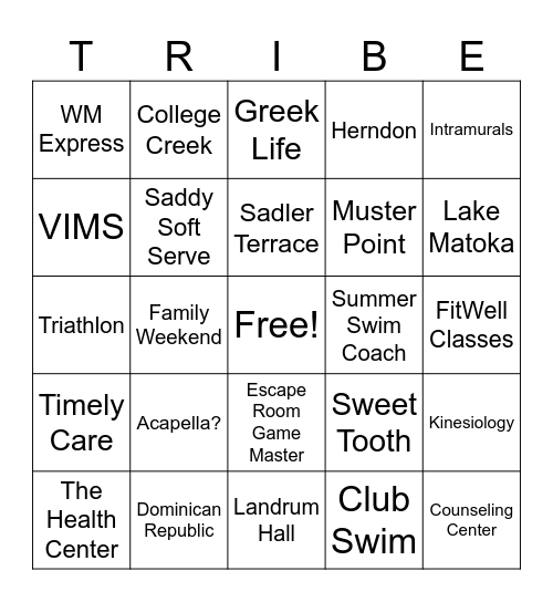 BARRETT FIRST Bingo Card