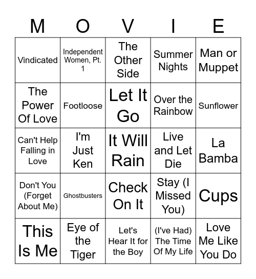 OLD Movies Bingo Card
