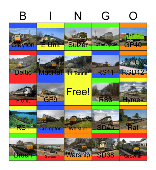 Green Diesels Bingo Card