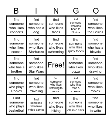 Get to Know You BINGO! Bingo Card