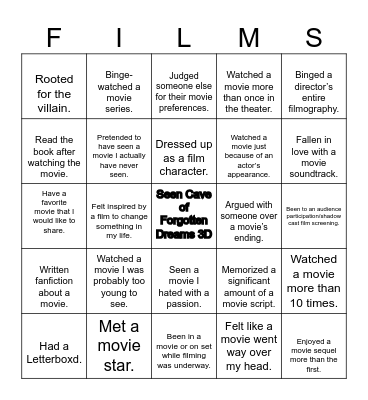 Never Have I Ever... Bingo Card