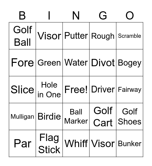 GOLF BINGO Card