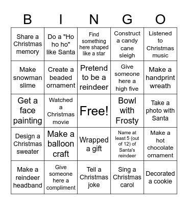 Jingle Bell Gala BINGO Card